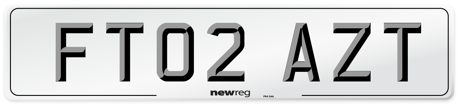 FT02 AZT Number Plate from New Reg